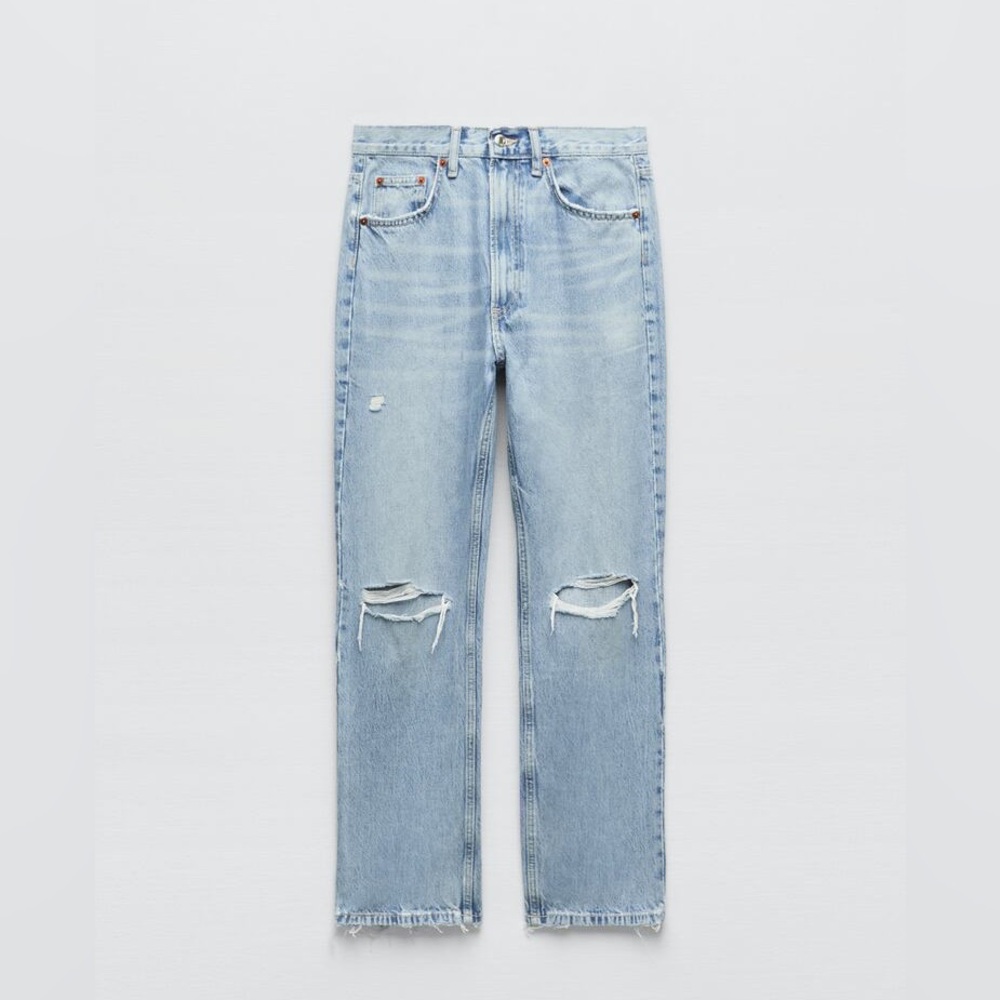 Zara Ripped Straight Jean